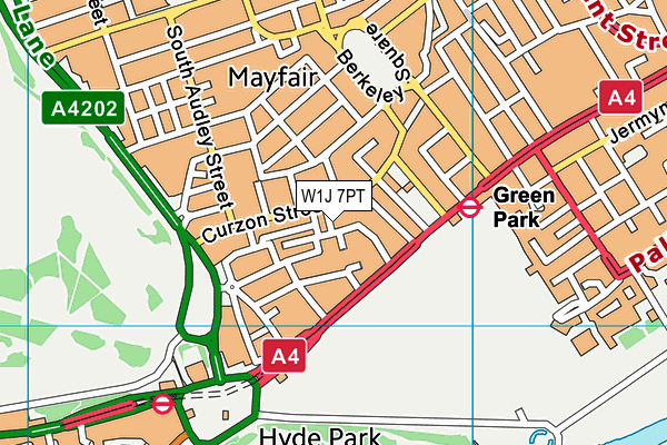 W1J 7PT map - OS VectorMap District (Ordnance Survey)