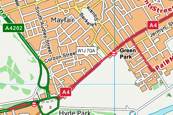 W1J 7QA map - OS VectorMap District (Ordnance Survey)