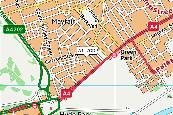 W1J 7QD map - OS VectorMap District (Ordnance Survey)