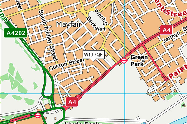 W1J 7QF map - OS VectorMap District (Ordnance Survey)