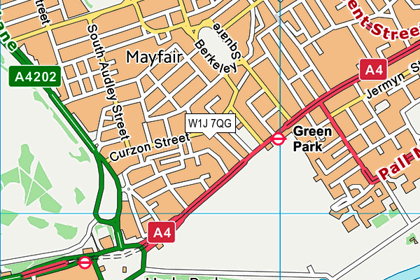 W1J 7QG map - OS VectorMap District (Ordnance Survey)