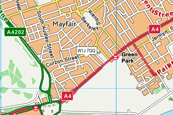 W1J 7QQ map - OS VectorMap District (Ordnance Survey)