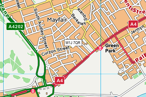 W1J 7QR map - OS VectorMap District (Ordnance Survey)