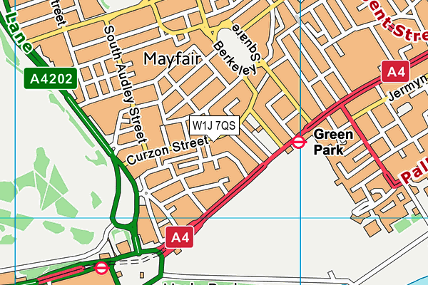 W1J 7QS map - OS VectorMap District (Ordnance Survey)