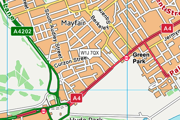 W1J 7QX map - OS VectorMap District (Ordnance Survey)