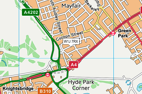 W1J 7RX map - OS VectorMap District (Ordnance Survey)