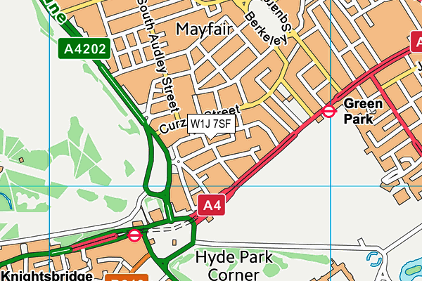 W1J 7SF map - OS VectorMap District (Ordnance Survey)