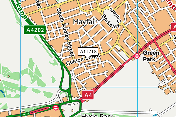 W1J 7TS map - OS VectorMap District (Ordnance Survey)