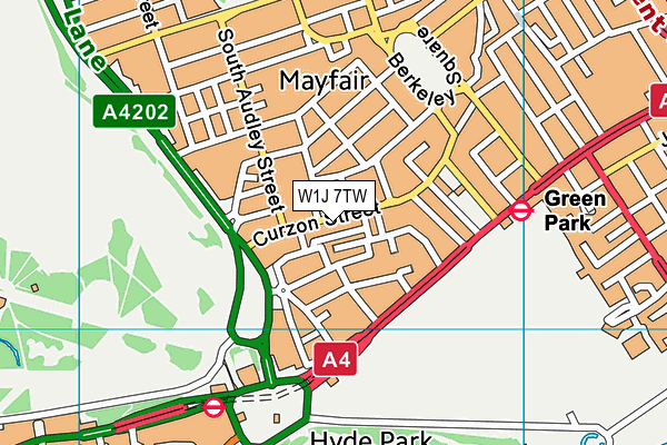 W1J 7TW map - OS VectorMap District (Ordnance Survey)