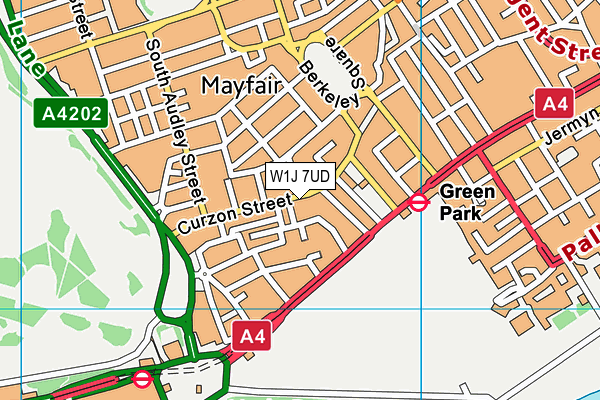 W1J 7UD map - OS VectorMap District (Ordnance Survey)