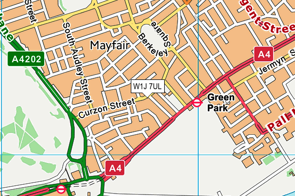 W1J 7UL map - OS VectorMap District (Ordnance Survey)