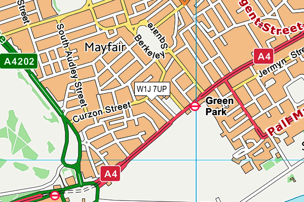 W1J 7UP map - OS VectorMap District (Ordnance Survey)