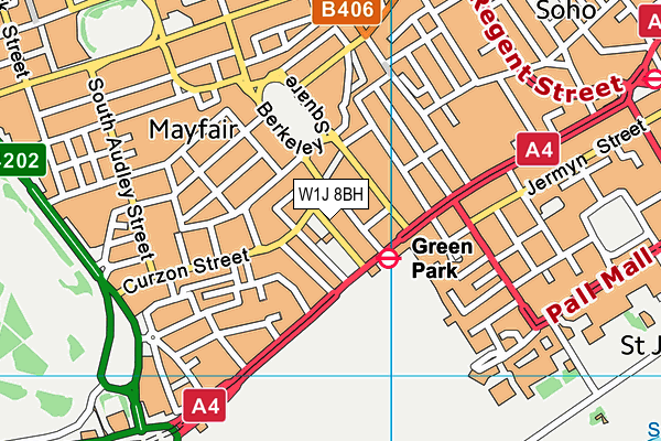 W1J 8BH map - OS VectorMap District (Ordnance Survey)