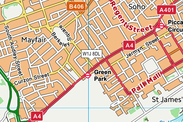 W1J 8DL map - OS VectorMap District (Ordnance Survey)