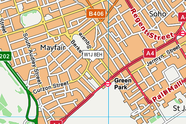 W1J 8EH map - OS VectorMap District (Ordnance Survey)