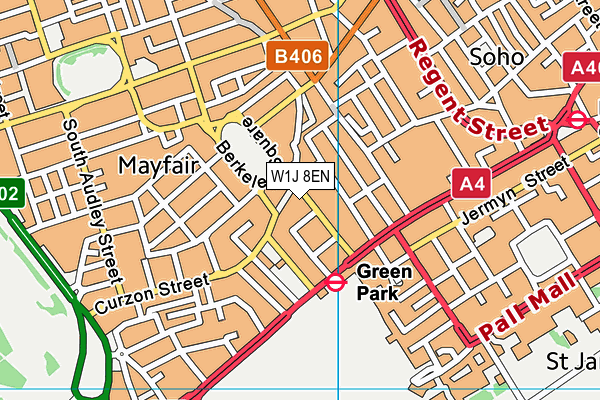 W1J 8EN map - OS VectorMap District (Ordnance Survey)