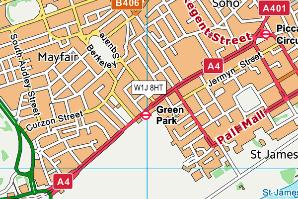 W1J 8HT map - OS VectorMap District (Ordnance Survey)