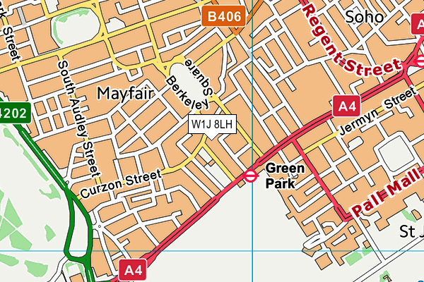 W1J 8LH map - OS VectorMap District (Ordnance Survey)