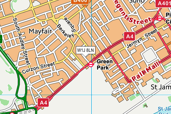W1J 8LN map - OS VectorMap District (Ordnance Survey)