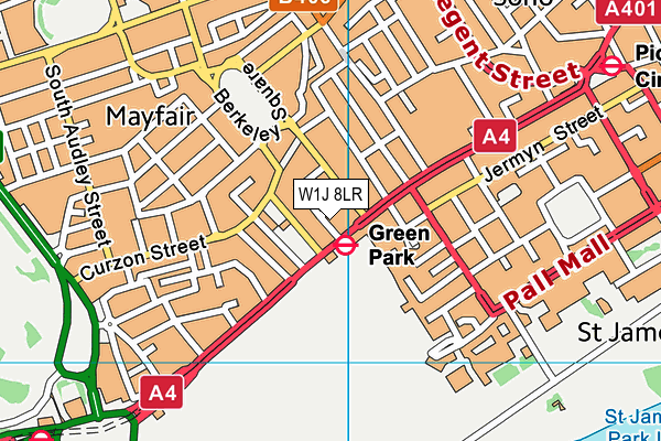 W1J 8LR map - OS VectorMap District (Ordnance Survey)