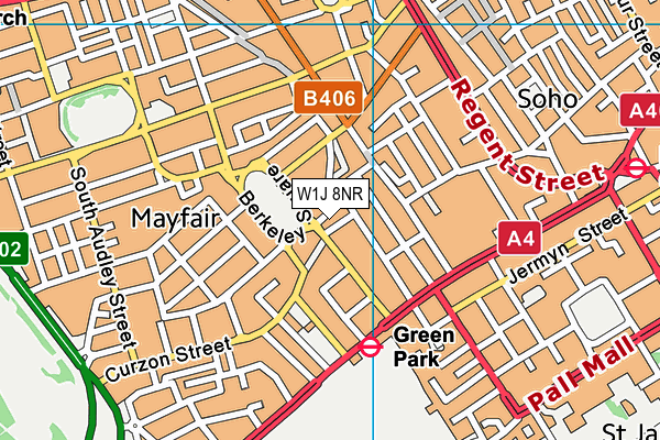 W1J 8NR map - OS VectorMap District (Ordnance Survey)