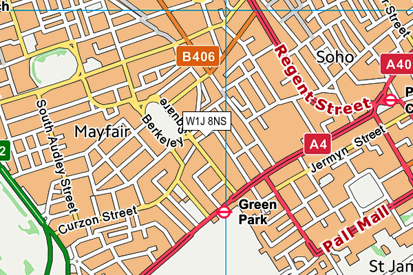 W1J 8NS map - OS VectorMap District (Ordnance Survey)
