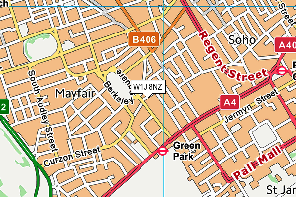 W1J 8NZ map - OS VectorMap District (Ordnance Survey)