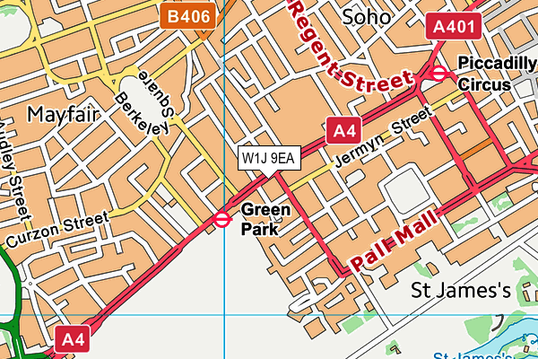 W1J 9EA map - OS VectorMap District (Ordnance Survey)