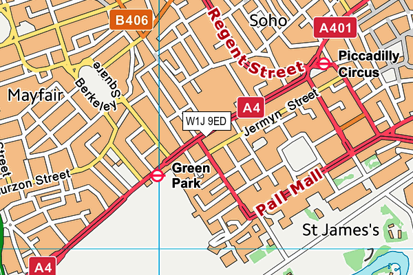 W1J 9ED map - OS VectorMap District (Ordnance Survey)