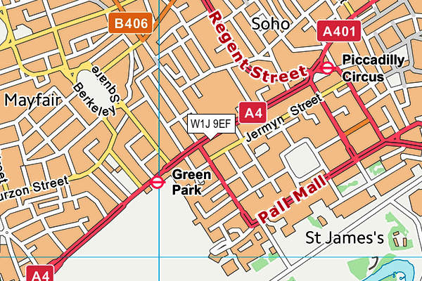 W1J 9EF map - OS VectorMap District (Ordnance Survey)