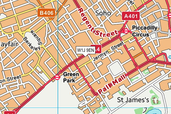 W1J 9EN map - OS VectorMap District (Ordnance Survey)