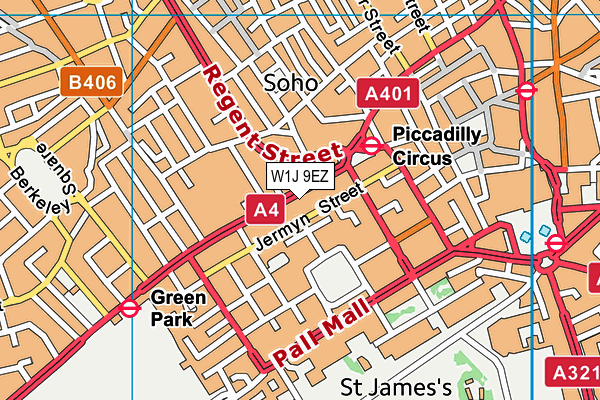 W1J 9EZ map - OS VectorMap District (Ordnance Survey)