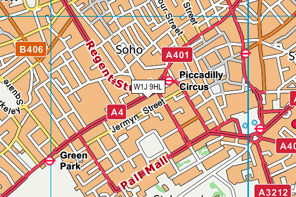 W1J 9HL map - OS VectorMap District (Ordnance Survey)