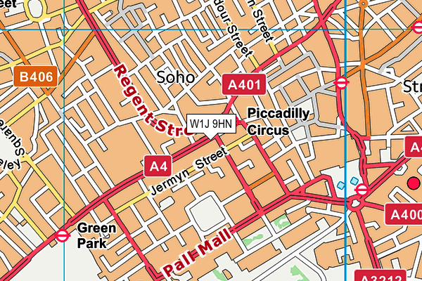 W1J 9HN map - OS VectorMap District (Ordnance Survey)