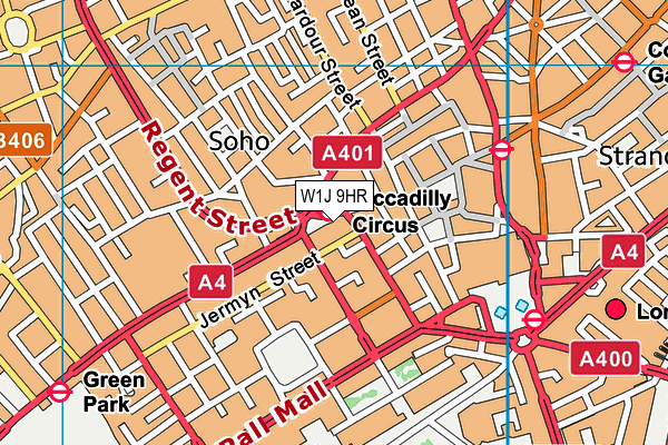 W1J 9HR map - OS VectorMap District (Ordnance Survey)