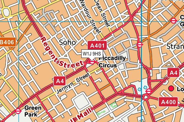 W1J 9HS map - OS VectorMap District (Ordnance Survey)