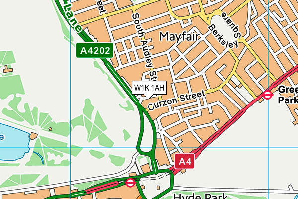 W1K 1AH map - OS VectorMap District (Ordnance Survey)