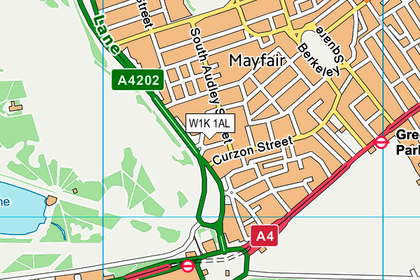 W1K 1AL map - OS VectorMap District (Ordnance Survey)