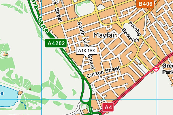 W1K 1AX map - OS VectorMap District (Ordnance Survey)