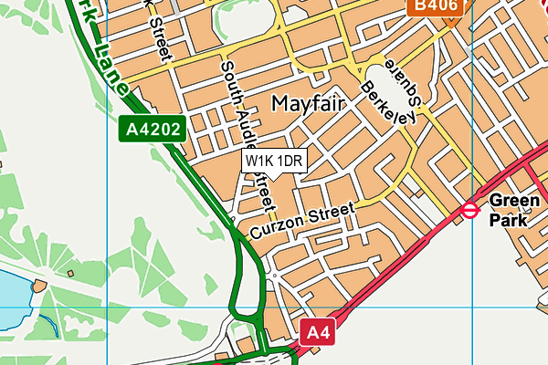 W1K 1DR map - OS VectorMap District (Ordnance Survey)