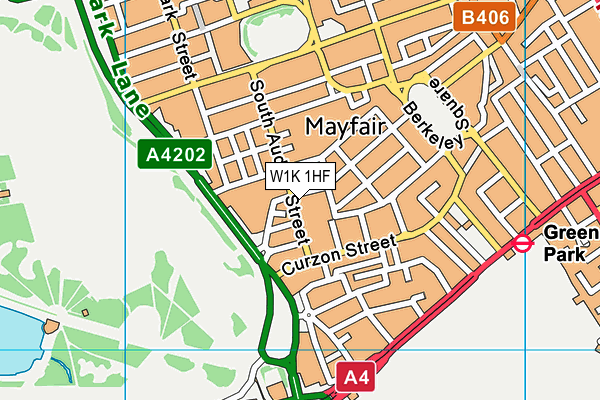 W1K 1HF map - OS VectorMap District (Ordnance Survey)