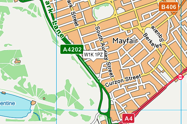 W1K 1PZ map - OS VectorMap District (Ordnance Survey)