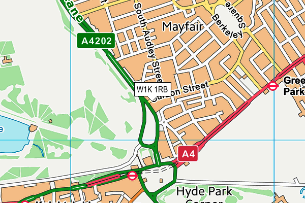 W1K 1RB map - OS VectorMap District (Ordnance Survey)