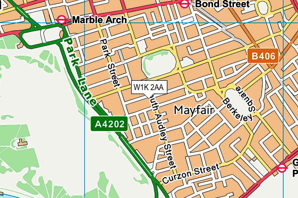 W1K 2AA map - OS VectorMap District (Ordnance Survey)