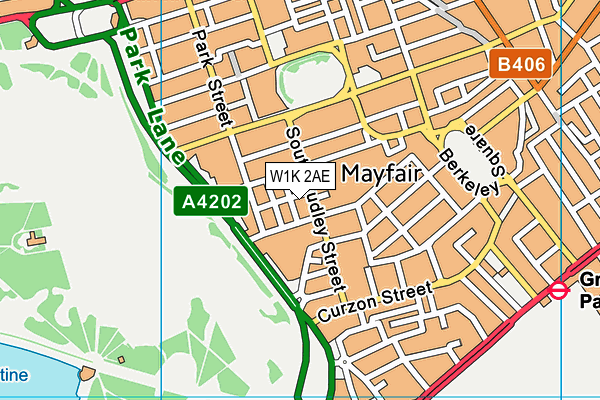 W1K 2AE map - OS VectorMap District (Ordnance Survey)