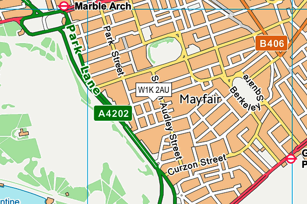 W1K 2AU map - OS VectorMap District (Ordnance Survey)