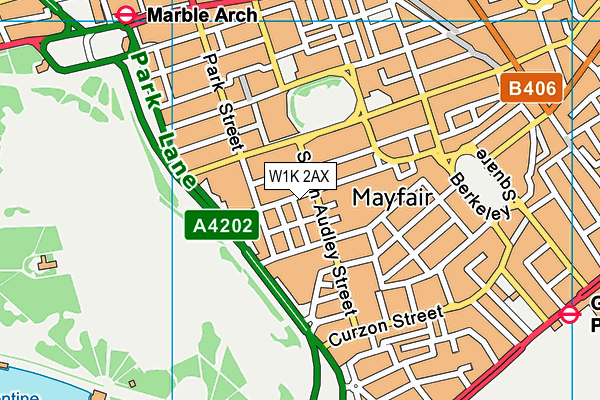 W1K 2AX map - OS VectorMap District (Ordnance Survey)