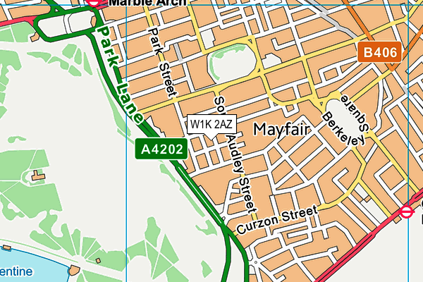 W1K 2AZ map - OS VectorMap District (Ordnance Survey)