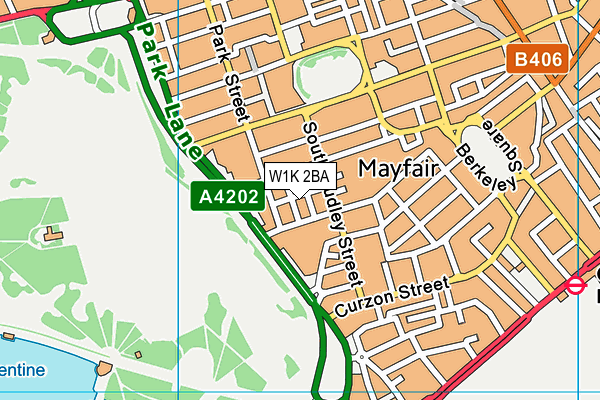 W1K 2BA map - OS VectorMap District (Ordnance Survey)