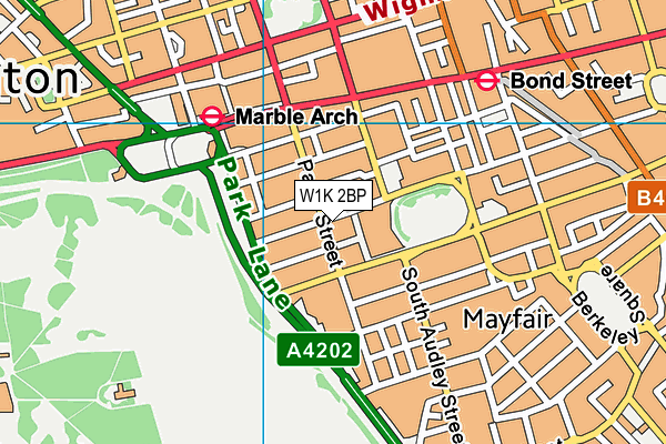 W1K 2BP map - OS VectorMap District (Ordnance Survey)